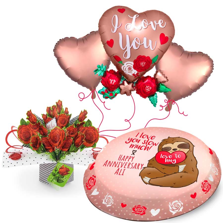 Sloth Anniversary Gift Set (Small Cake Set (XL) Serves 10)