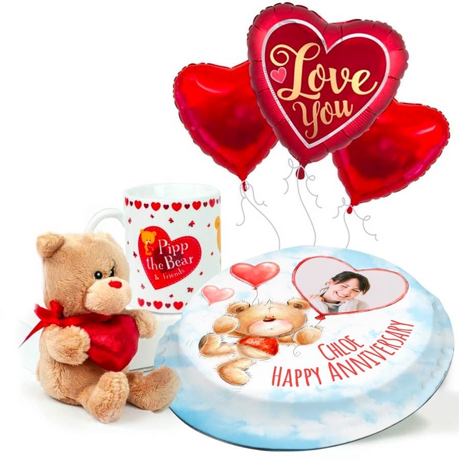 Teddy In A Mug Gift Set (Small Cake Set (XL) Serves 10)