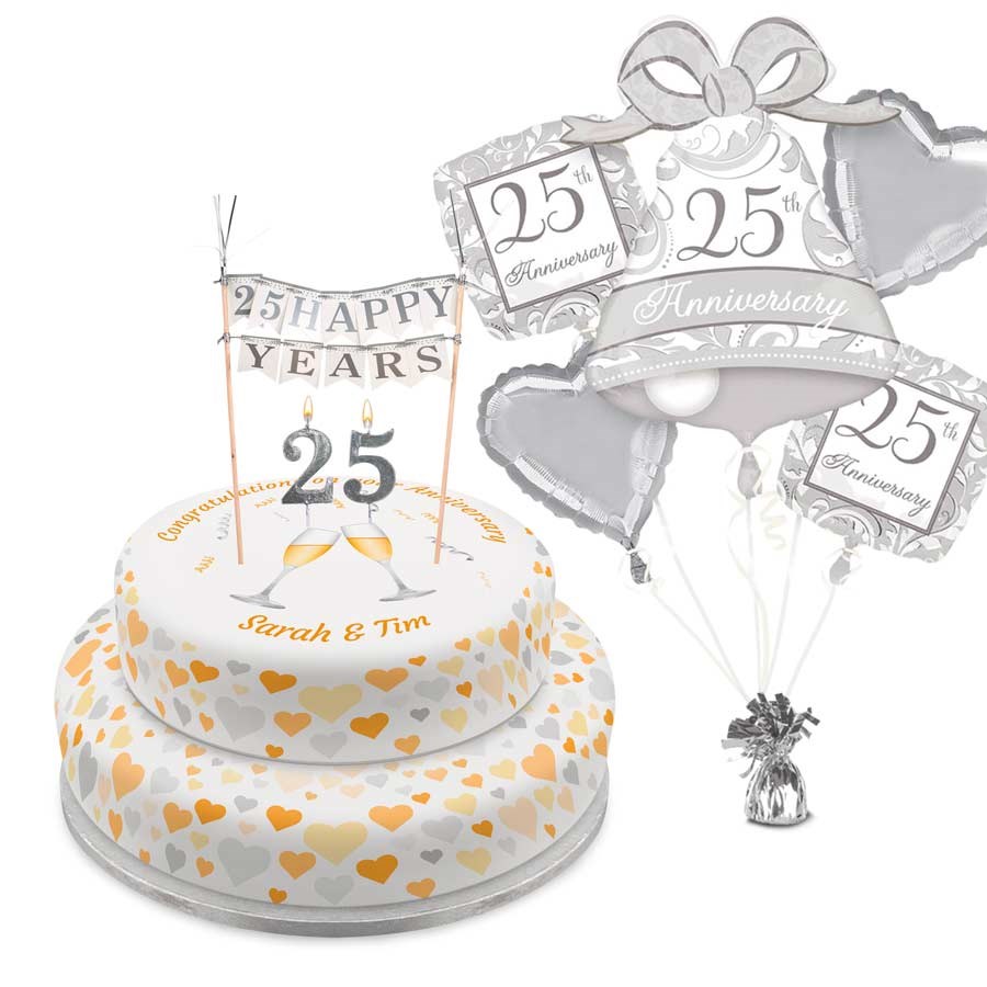 Silver Anniversary Tiered Set (Single Tier (L) (Serves 10))
