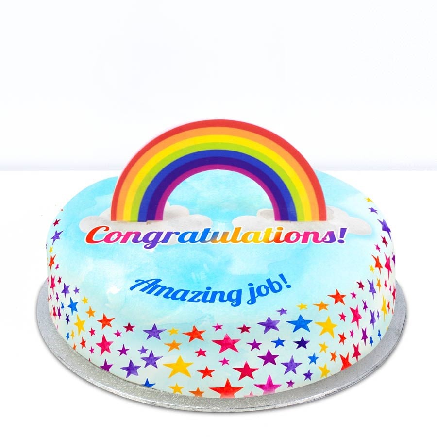 Rainbow Congrats Cake (Small Party Cake (P) Serves 10)