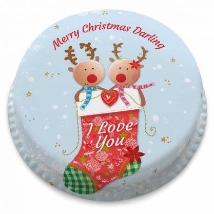 Romantic Reindeers Cake (letterbox gift cake (serves 2-4))