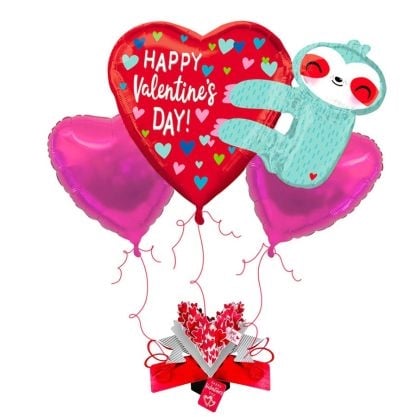 valentine's sloth balloon bouquet