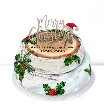 Merry Christmas Tiered Cake (Single Tier (L) Serves 10)