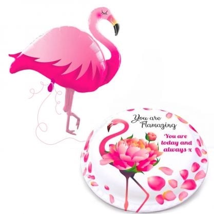 flamingo loves you gift set (letterbox gift cakes(serves2-4))