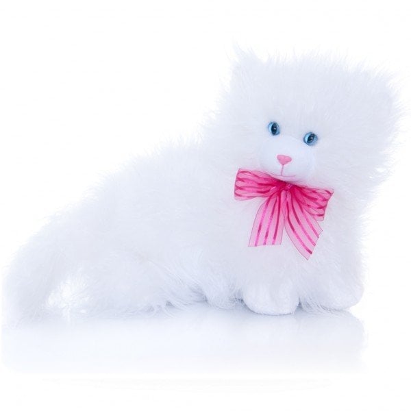 Plush Kitten 30 Cm - White Hairy Sly Kitty
