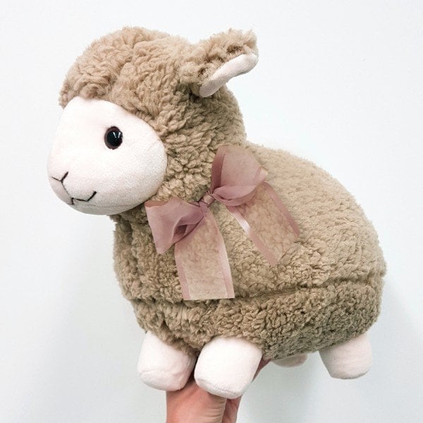 Plush Sheep 30 Cm - Light With Brown Bow
