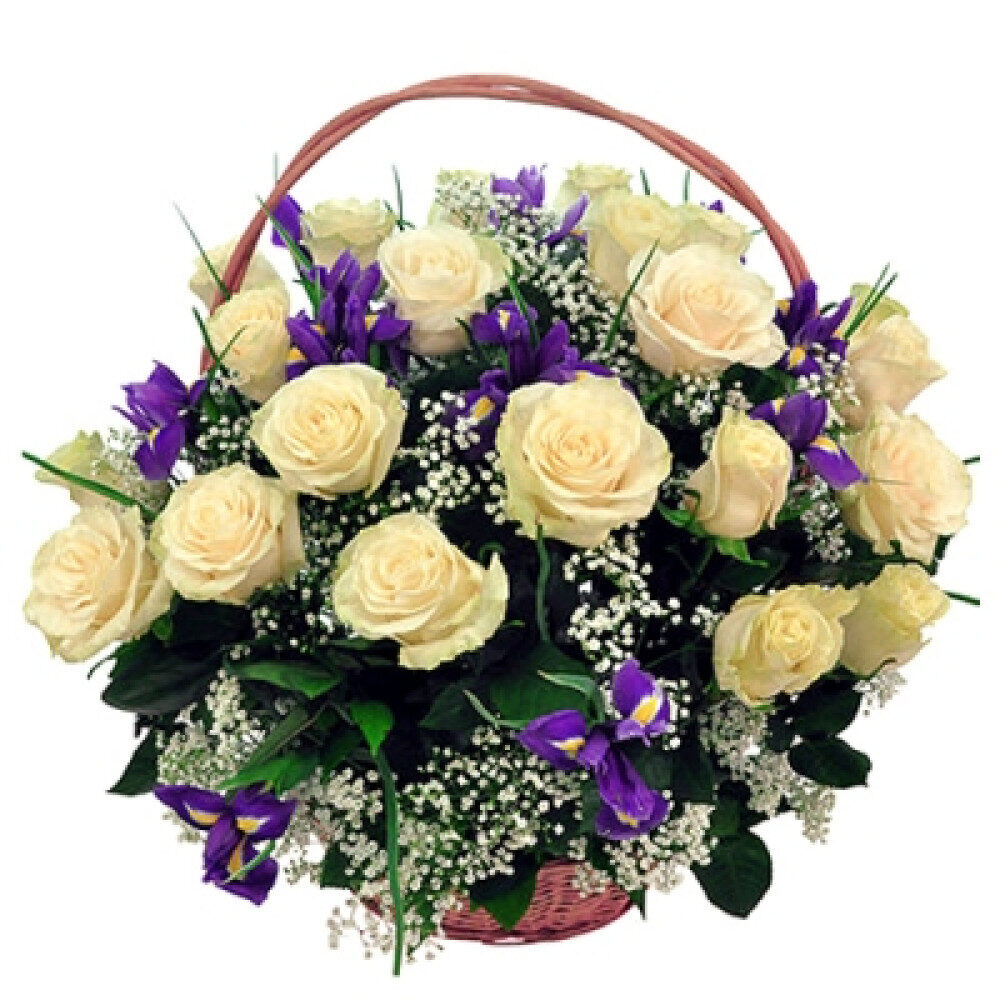 White Rose Basket Arrangement