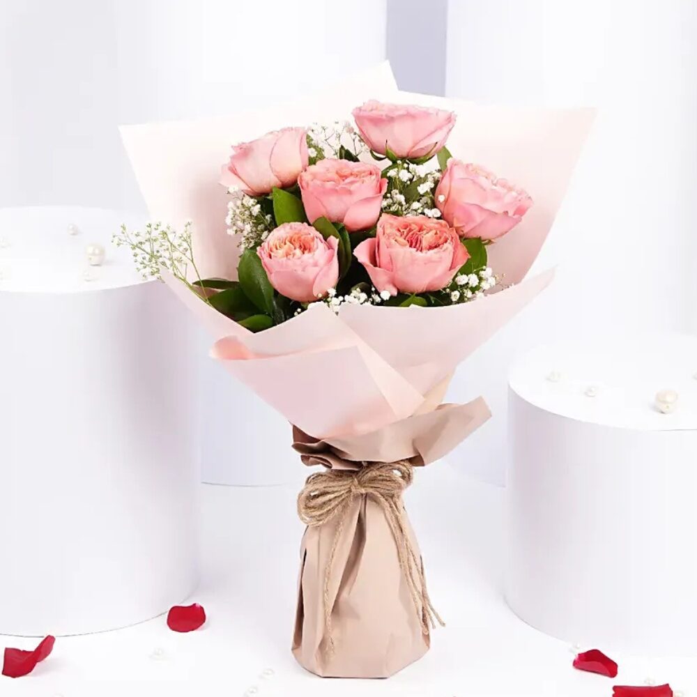 6 Pink Roses Premium Bouquet