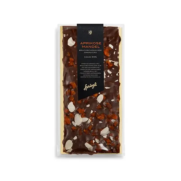 Grand Cru Apricot Almond chocolate slab, 65% cacao, 175 g