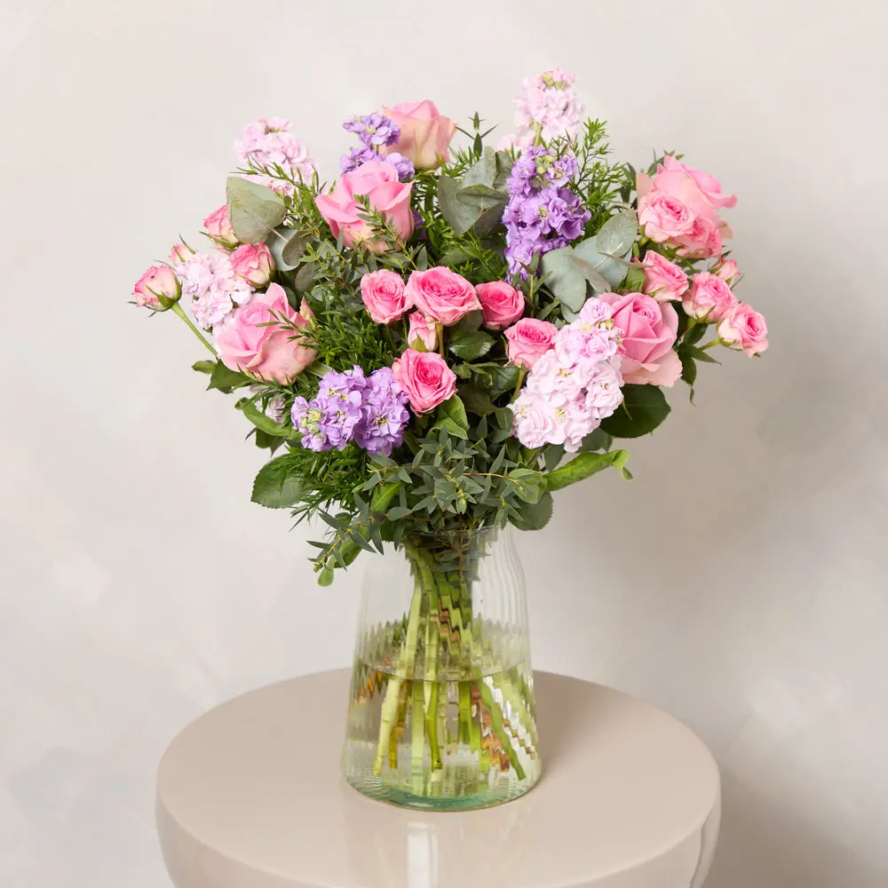A fragrant arrangement of stocks and roses