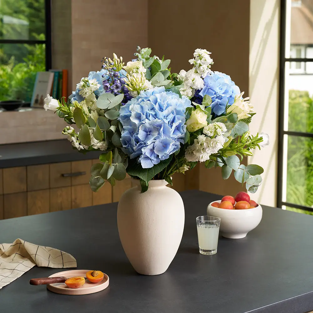 A blue hydrangea bouquet