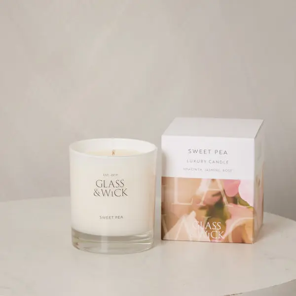 Glass and Wick Sweet Pea Candle