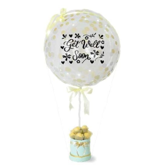 Get Well Soon Glitter - Balloons & Chocolates Gift (Get Well Soon Glitter - Get Well Soon Balloons 18" Chocolates 8 pcs)