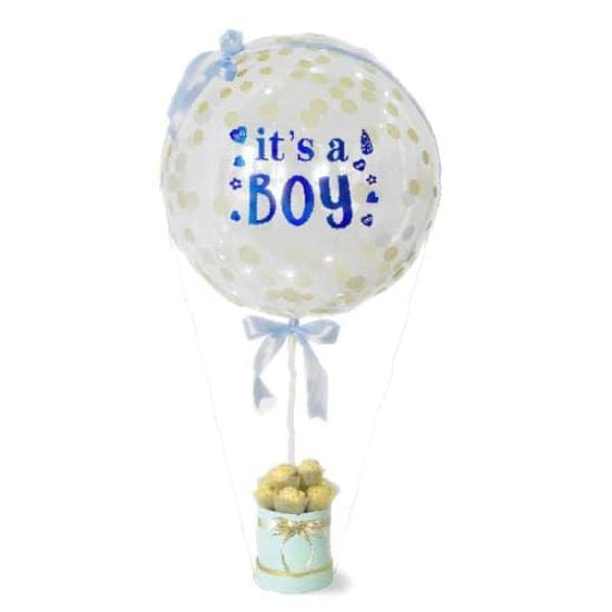 Baby Boy Glitter - Confetti Balloon & Chocolates Gift (Baby Boy Glitter - Confetti Balloons 18" Chocolates 8pcs)