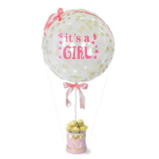 Baby Girl Glitter - Confetti Balloon & Chocolates Gift (Baby Girl Glitter - Confetti Balloons 18" Chocolates 8 pcs)