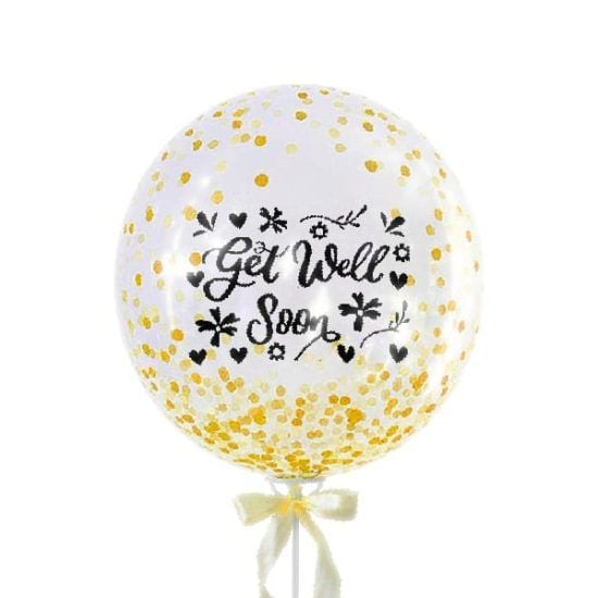 Get Well Big Glittery - Helium Confetti Balloon
