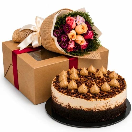 Italian Tiramisu Mascarpone Cake & Flowers