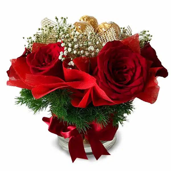Rosy Rocher – Flowers & Ferrero Rocher Chocolate Gift