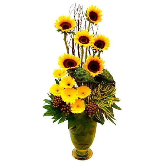 Sunburst Glamor - Sunflower Flower Arrangement