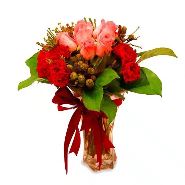 Love Sparks - Rose Carnations Flower Arrangement (12 stalks Roses Flower Arrangement)