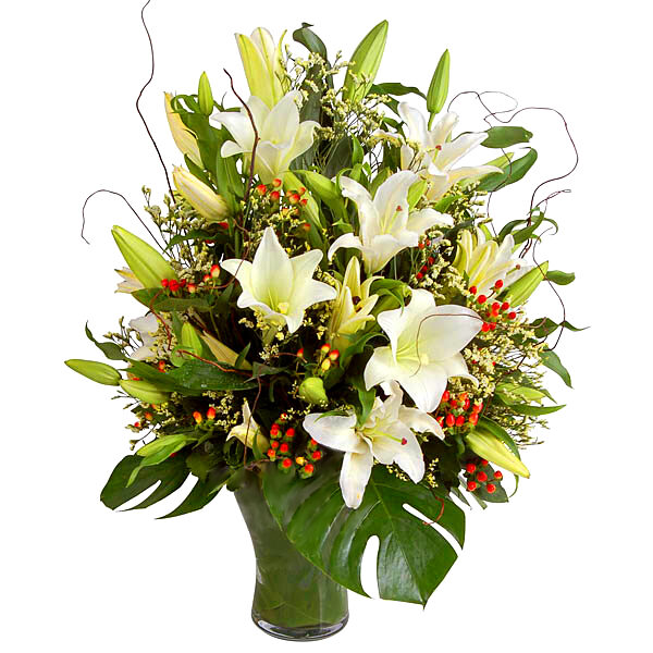 Resplendent Lilies - 10 Lilies 7 Madonnas Flower Arrangement