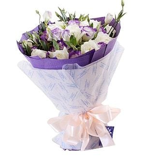 Estee Joy - Flower Bouquet (Estee Joy - Purple Eustoma and 8 Roses Flower Bouquet)