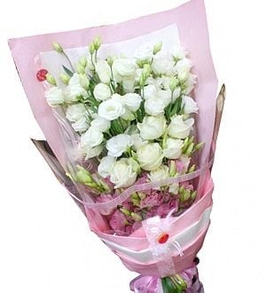 Rosy Eustoma - Flower Bouquet (Basic Rosy Eustomas - 8 Roses, Eustomas Flower Bouquet)