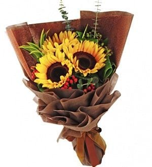 Sunflower Ode - Flower Bouquet (Sunflower Ode - 3 stalks Sunflower Bouquet)