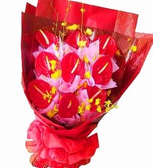 Ode Anthurium - Flower Bouquet (Ode Anthurium - 6 stalks Flower Bouquet)