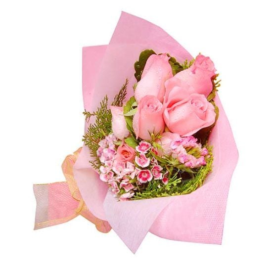 Rosy Pink - Hand Bouquet (Rosy Pink - 6 stalks Hand Bouquet)