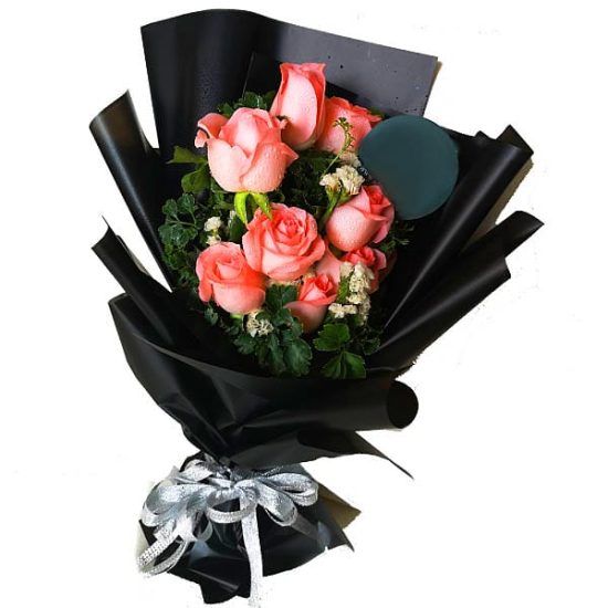 Pink Rosa - Flower Bouquet (Pink Rosa - 8 Stalks Rose Flower Bouquet)