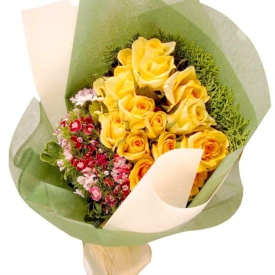 Friendship Yellow - Roses Hand Bouquet