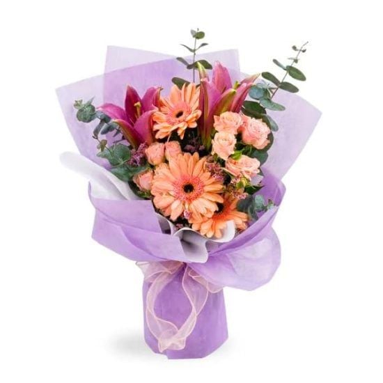 Peachy Daisy Lilies - Hand Bouquet