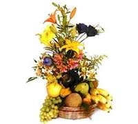 PREMIUM PYRAMID BASKET OF FRUITS AND FLOWERS