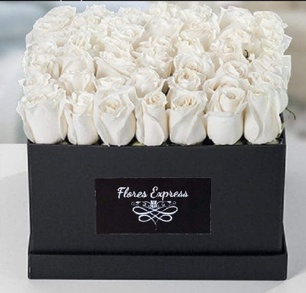 Luxury Box with 25 WHITE roses