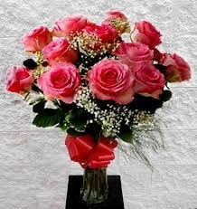 Vase 12 Pink Roses