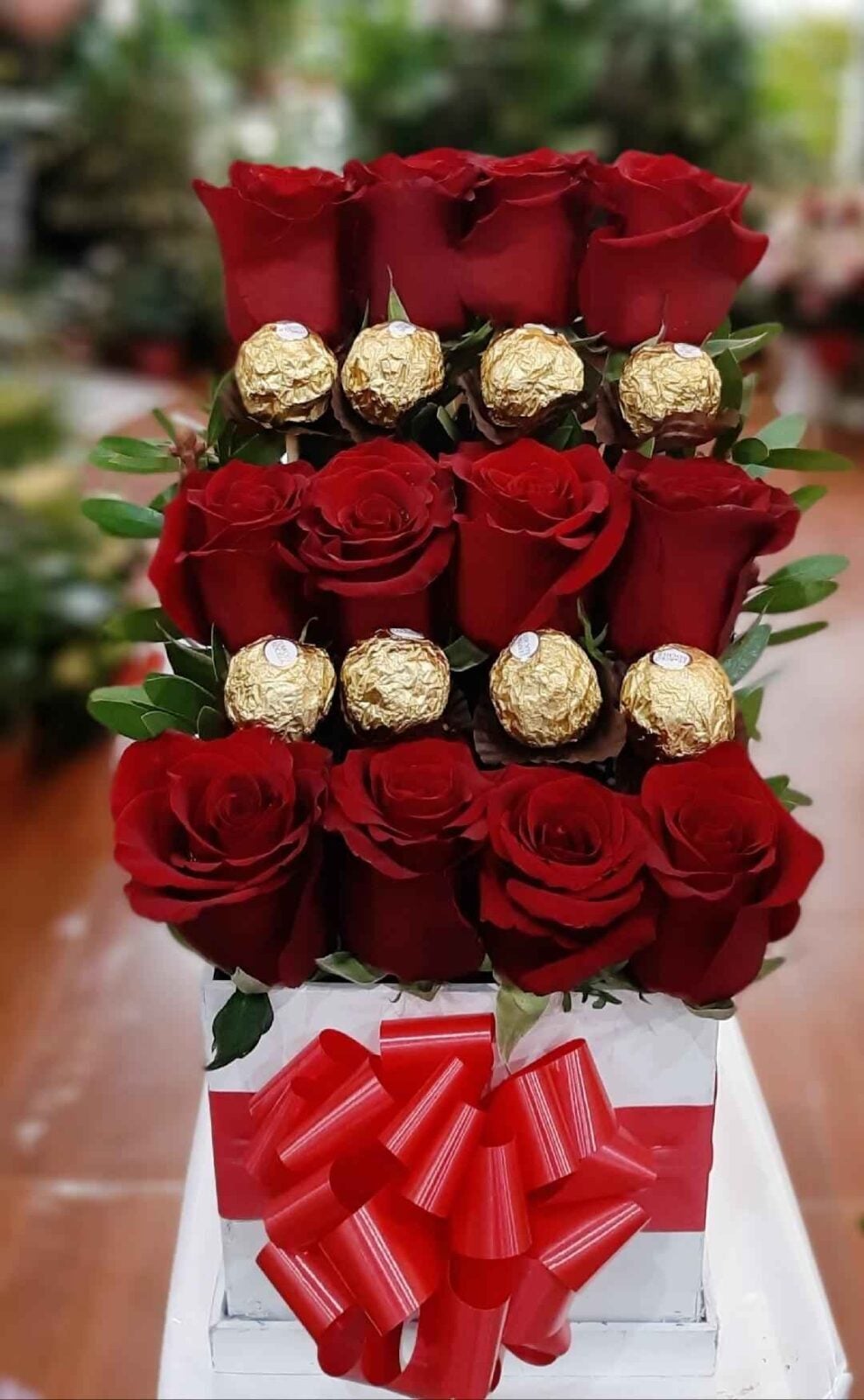 Stairway Box of Roses and Ferrero