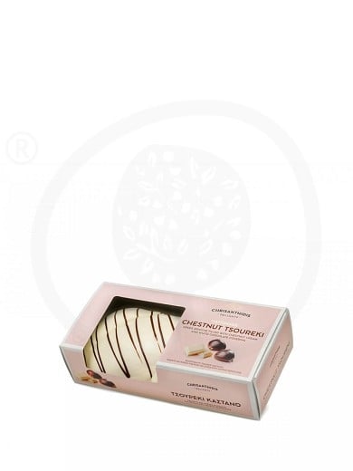Handmade sweet brioche bread «Tsoureki» with white chocolate filled with chestnut cream from Kavala "Chrisanthidis" 500g