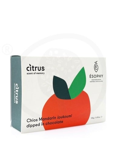 Traditional «loukoumi» bites (delight) with tangerine dipped in dark chocolate, from Chios "Citrus" 130g