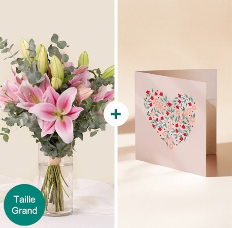 Our beautiful lilies and a customizable message card (Normal)