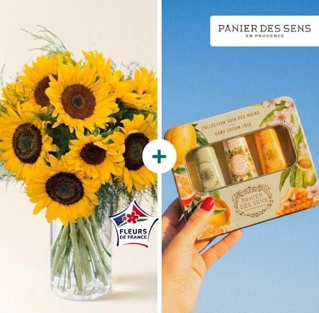Sunflowers and their hand cream gift set - Basket of the senses (Normal)