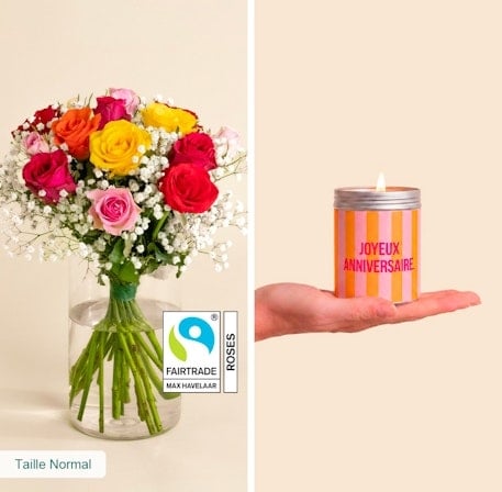 Roses and a birthday candle (Normal)