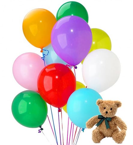 Rainbow Balloon bouquet &amp; Stuffed Toy (Small)