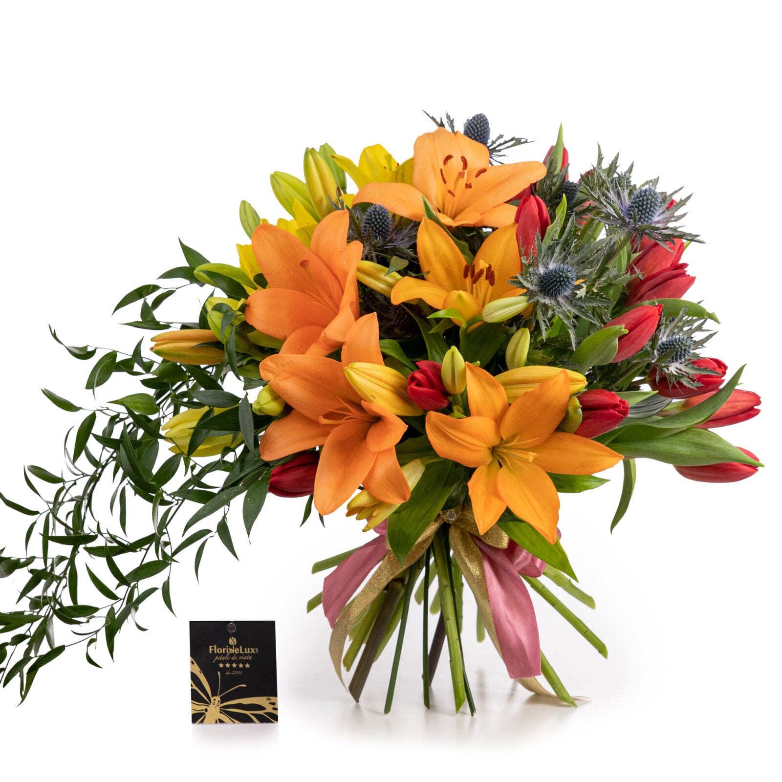 Bouquet with orange lilies and tulips (Standard)