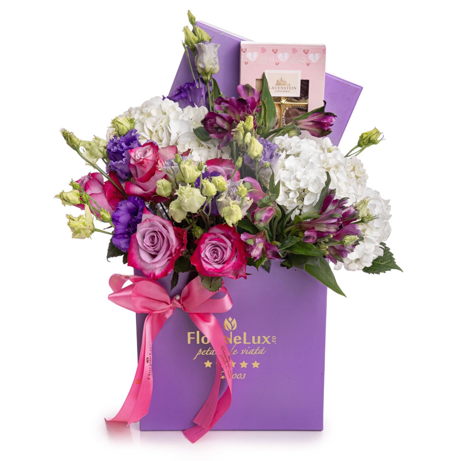 Flower and chocolate gift basket