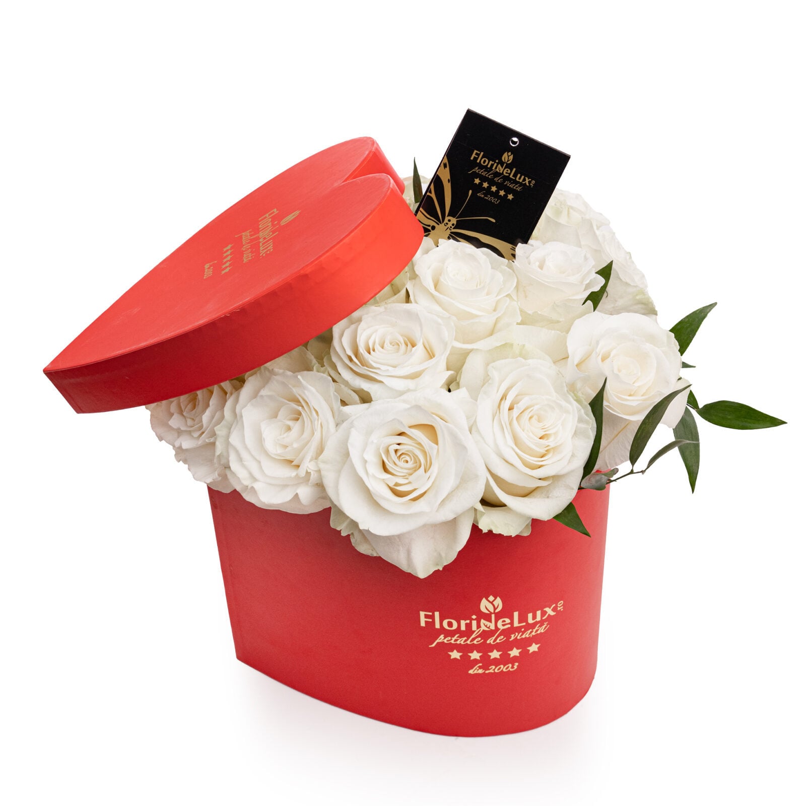 White roses heart box (standard)