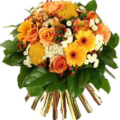 Hot Oranges Bouquet Of Flowers In Romania (Standard)