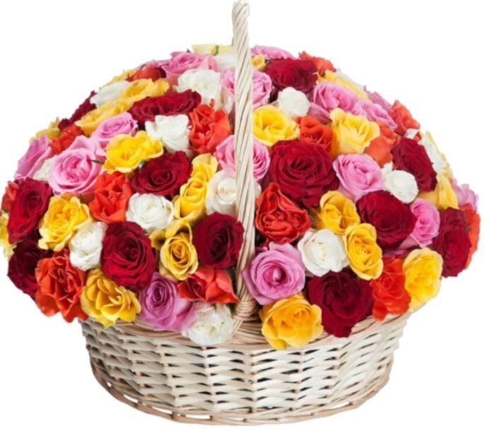 Rainbow Roses Basket