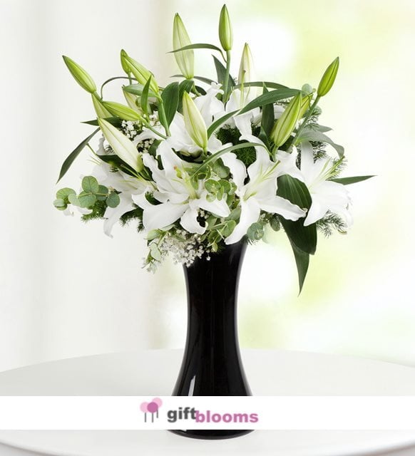 Elegant Swan White Lilium Arrangement