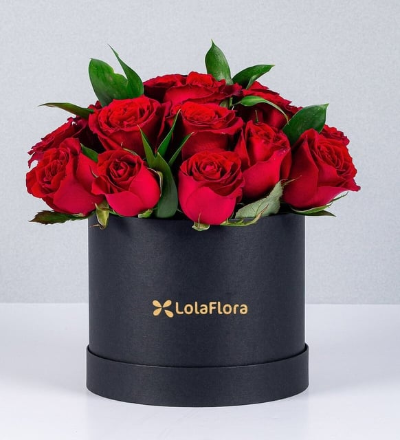 Red Roses and Ruscus Box